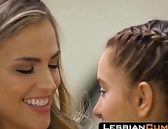 LesbianCums.com: Lesbian Stepmom Seduces Teen Pussy Licking in Kitchen