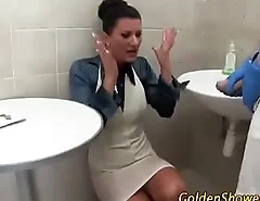 Unexpected Piss on dress in bothroom