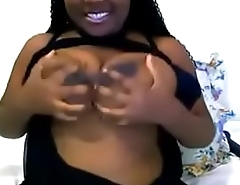 Ebony lesbians teasing each other on webcam